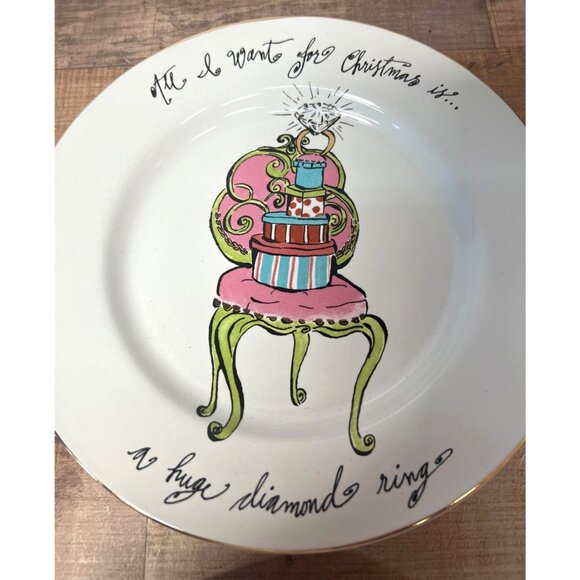 Set Of 4 Rosanna All I Want For Christmas Porcelain Salad Plates - Picture 3 of 7